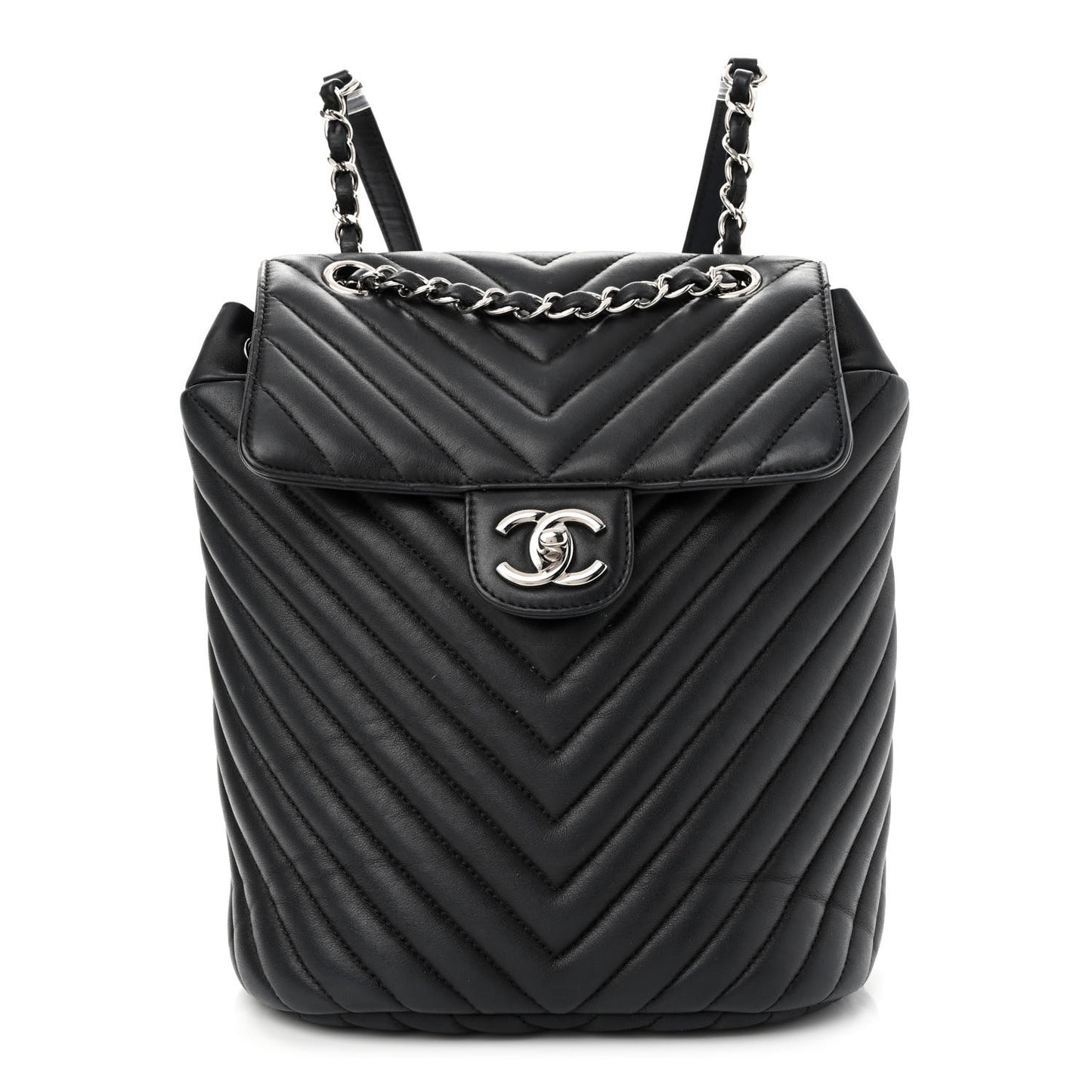 Calfskin Chevron Quilted Small Urban Spirit Backpack Black