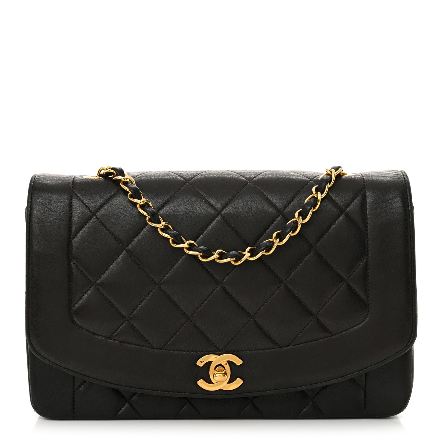 Lambskin Medium Single Flap Black