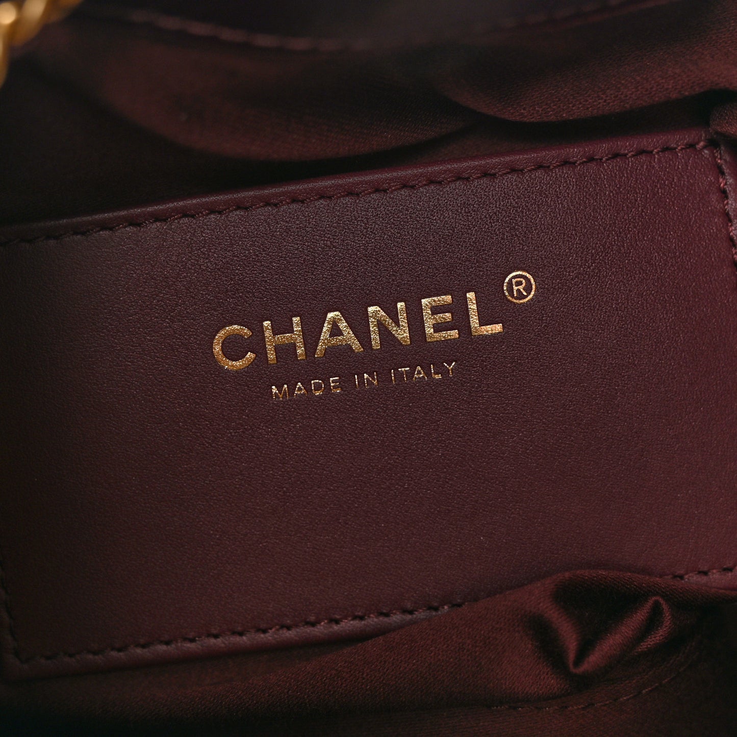 Shiny Crumpled Calfskin Quilted Small Chanel 25 Handbag Burgundy