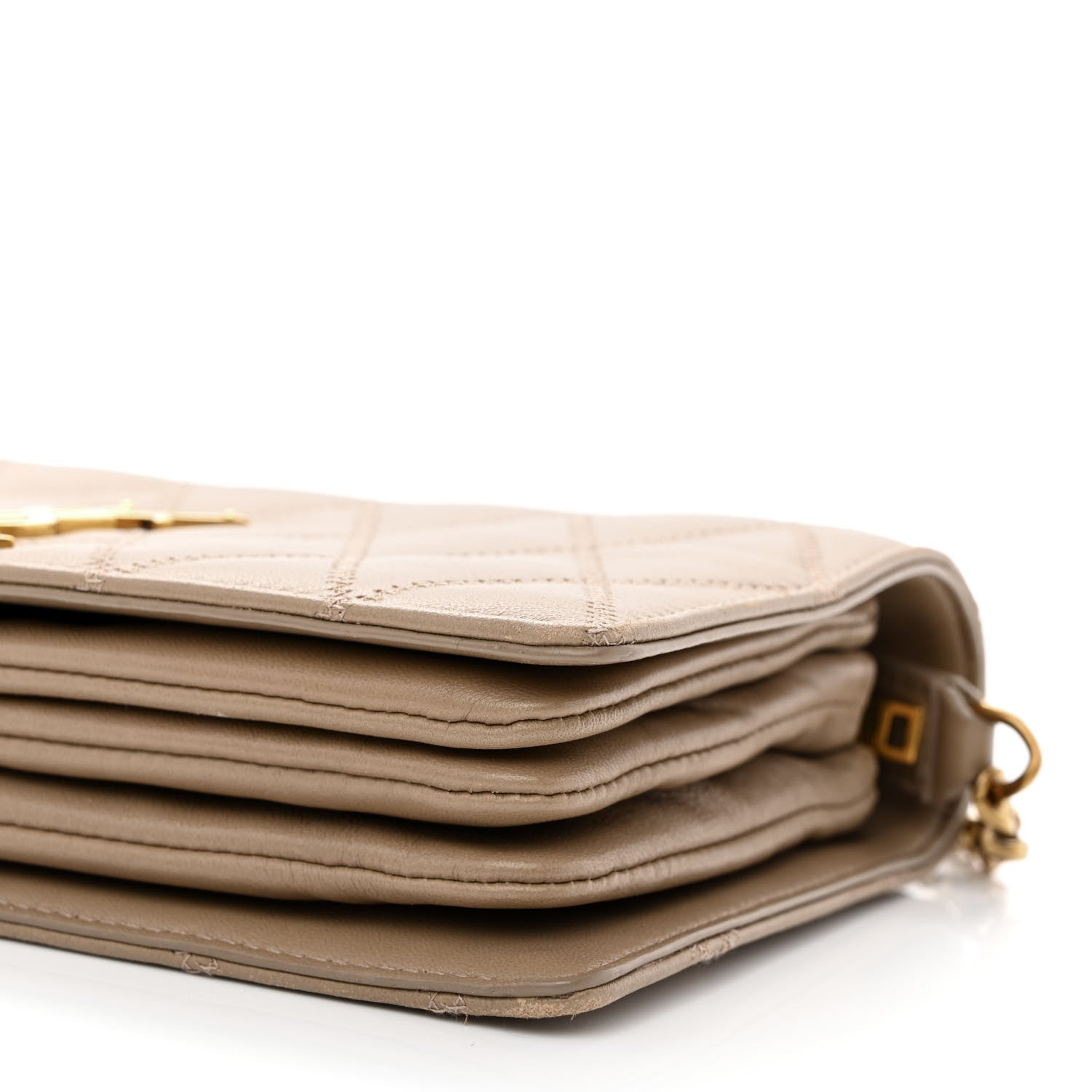 Saint Laurent Lambskin Diamond Quilted Angie Chain Bag Tan 10 of 12