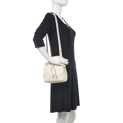 Chanel Calfskin Quilted Drawstring Bag White 2 of 11
