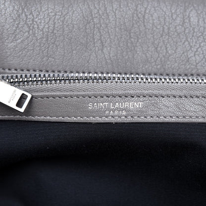 Saint Laurent Sheepskin Medium West Hollywood Monogram Fold-Over Bag Grey 8 of 9