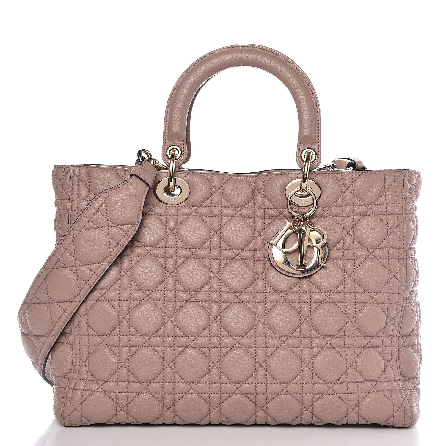 Christian Dior Grained Calfskin Cannage Large Lady Dior Light Pink 1 of 8
