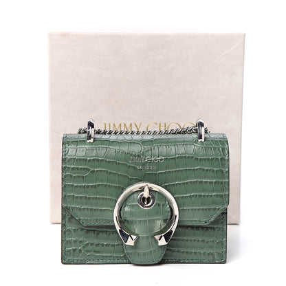 Jimmy Choo Calfskin Crocodile Embossed Mini Paris Crossbody Cactus 8 of 8