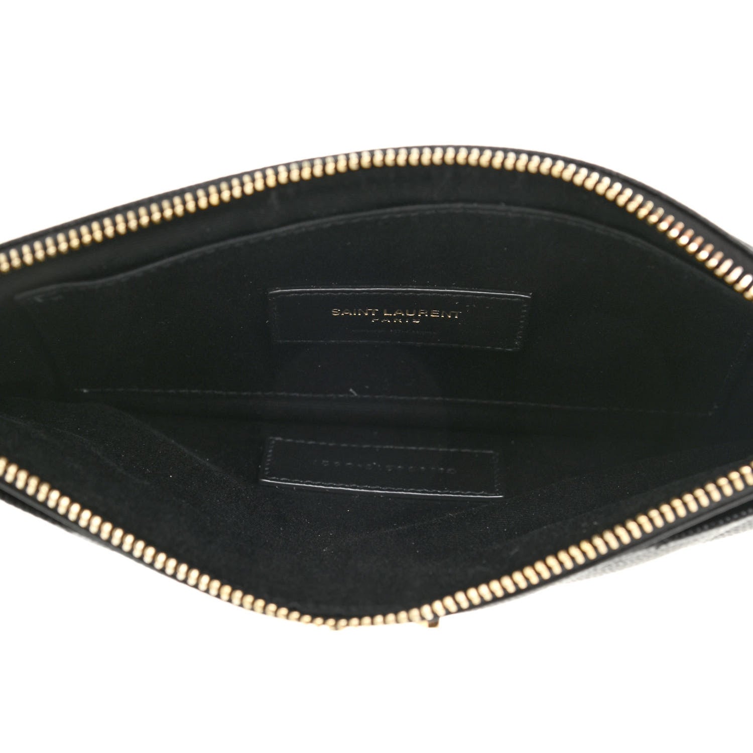Saint Laurent Grain De Poudre Chevron Monogram Large Bill Pouch Black 5 of 7