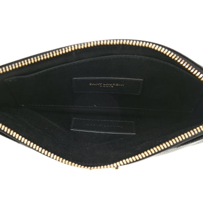 Saint Laurent Grain De Poudre Chevron Monogram Large Bill Pouch Black 5 of 7
