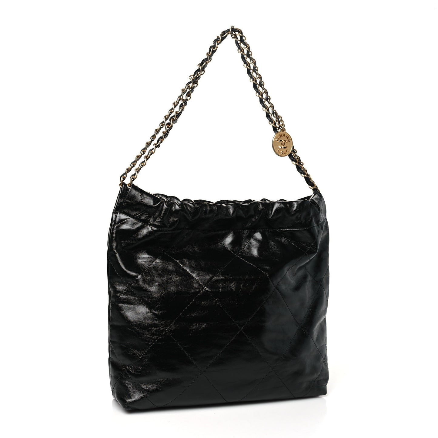 Shiny Calfskin Quilted Small Chanel 22 Black