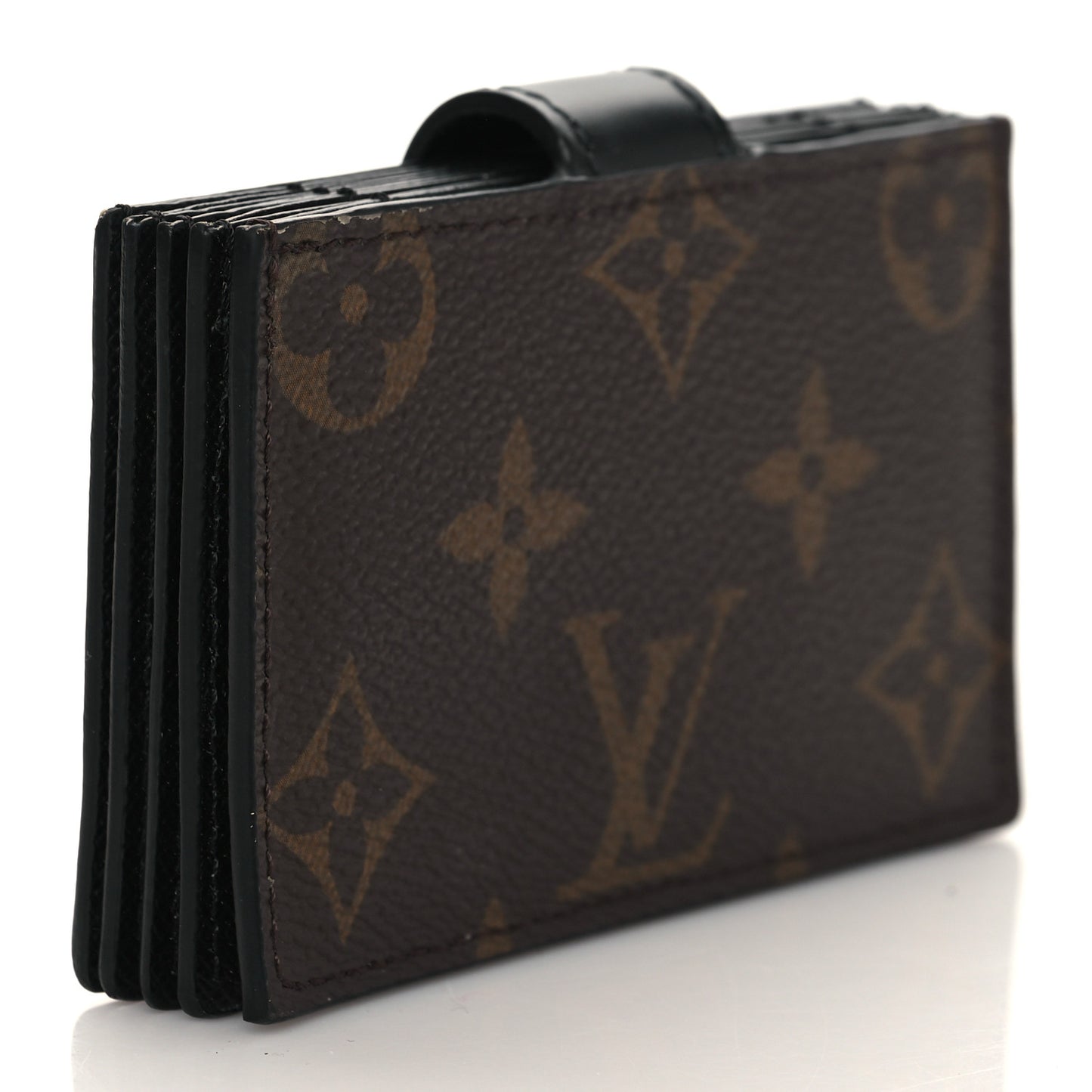 Monogram Gusset Card Holder Black