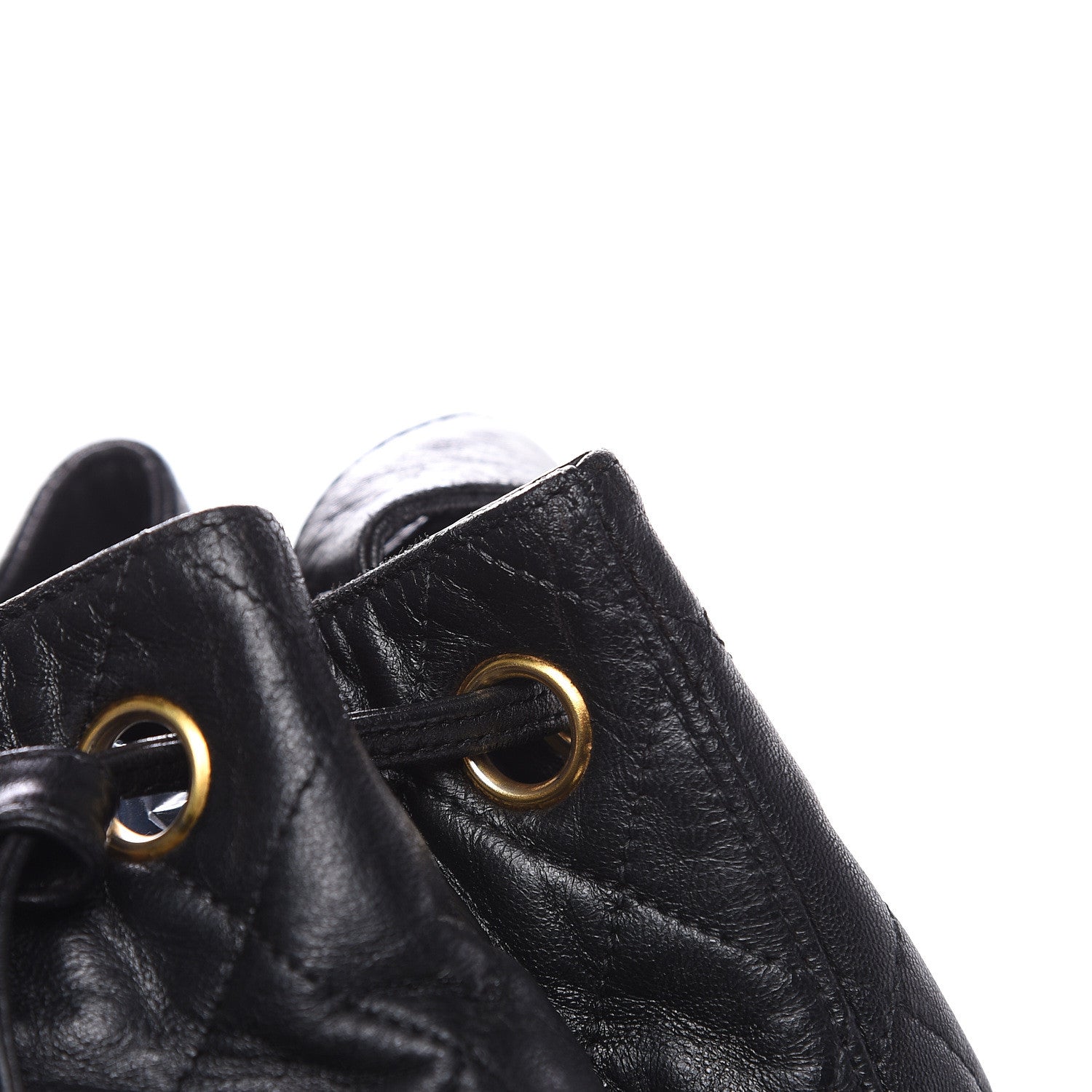 Chanel Lambskin Quilted Drawstring Bucket Bag Black 14 of 14