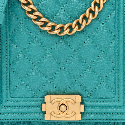 Chanel Caviar Quilted North South Boy Flap Turquoise 8 of 10