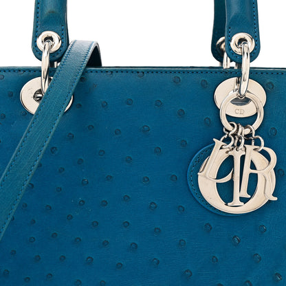Christian Dior Ostrich Medium Lady Dior Blue 8 of 15
