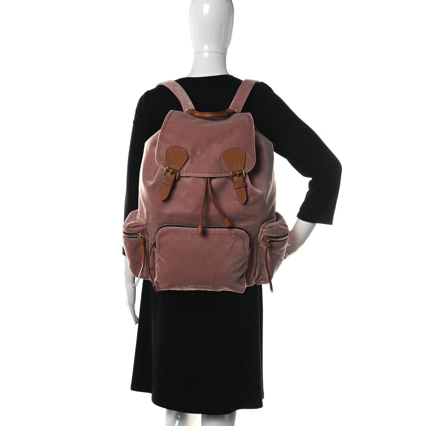 Velvet Large Rucksack Backpack Ash Pink