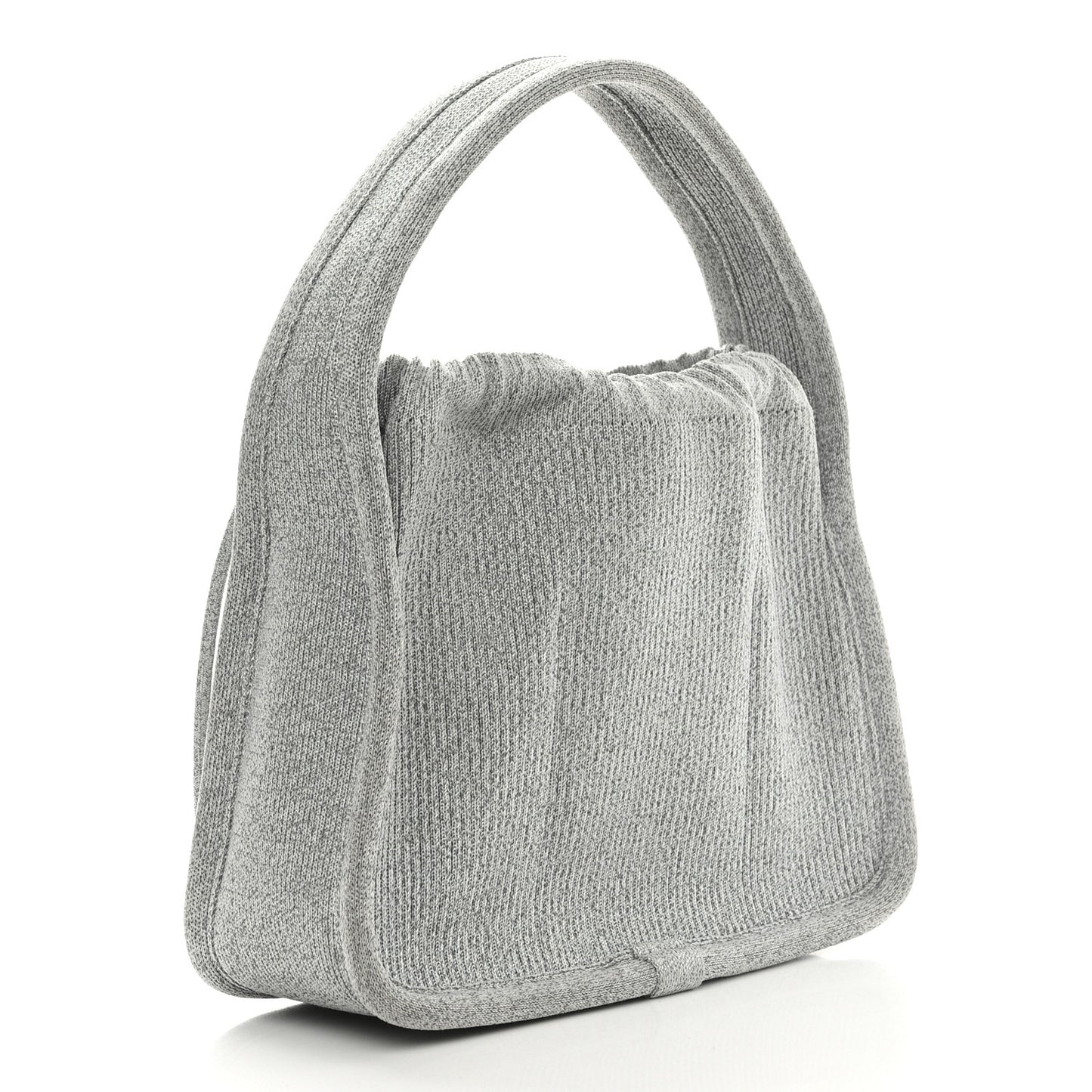 Metallic Ribbed Knit Small Ryan Bag Silver