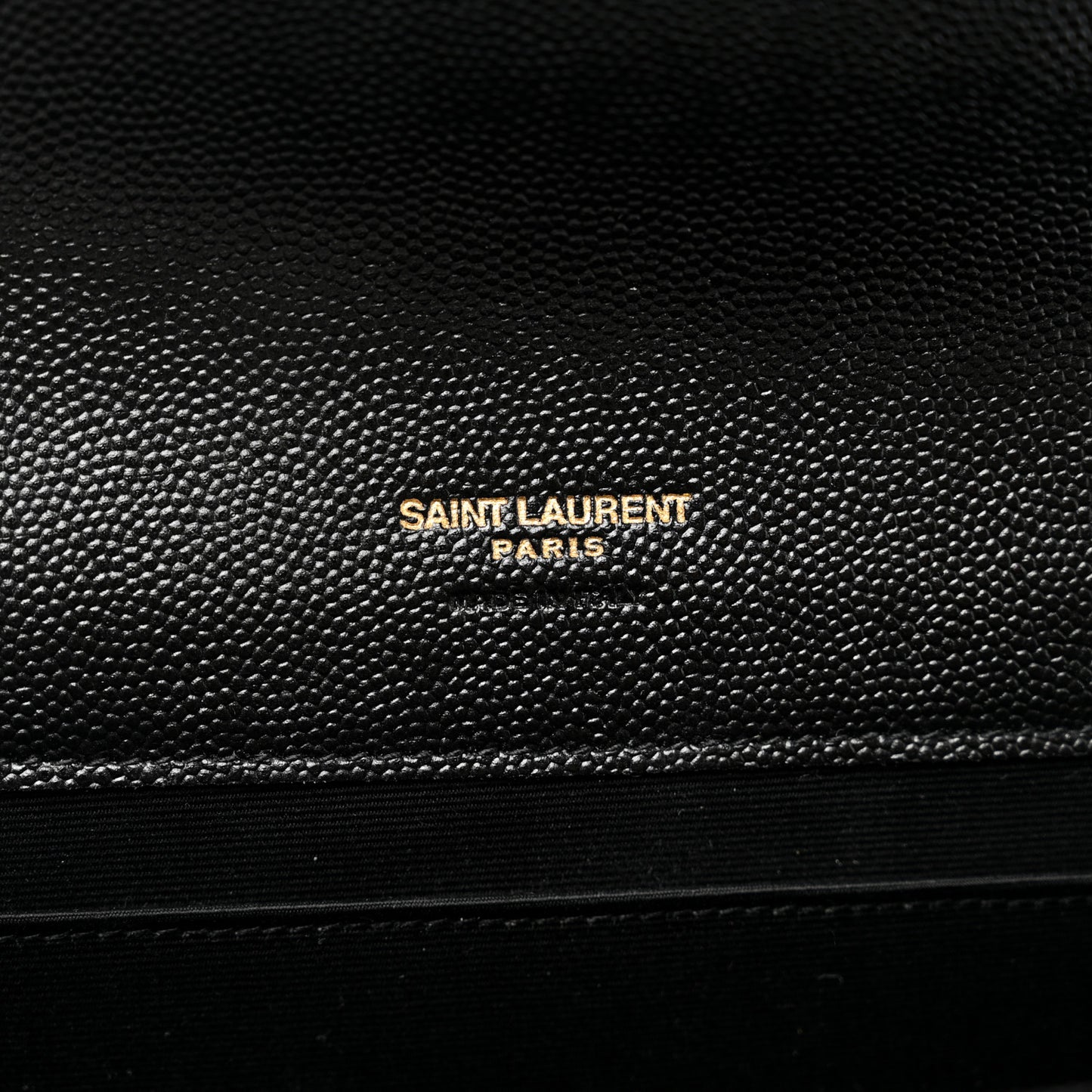 Grain De Poudre Matelasse Chevron Monogram Envelope Clutch Black