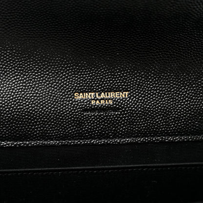 Saint Laurent Grain De Poudre Matelasse Chevron Monogram Envelope Clutch Black 6 of 8