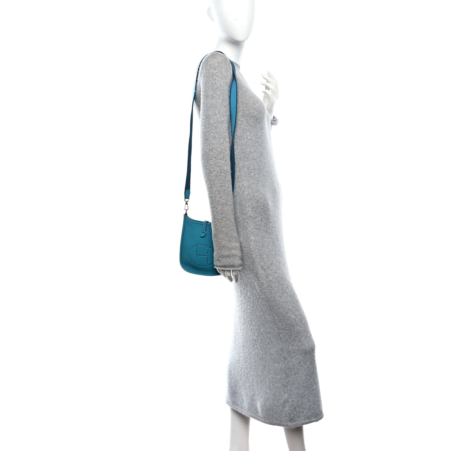Hermes Taurillon Clemence Amazone Evelyne TPM Turquoise Colvert 2 of 11