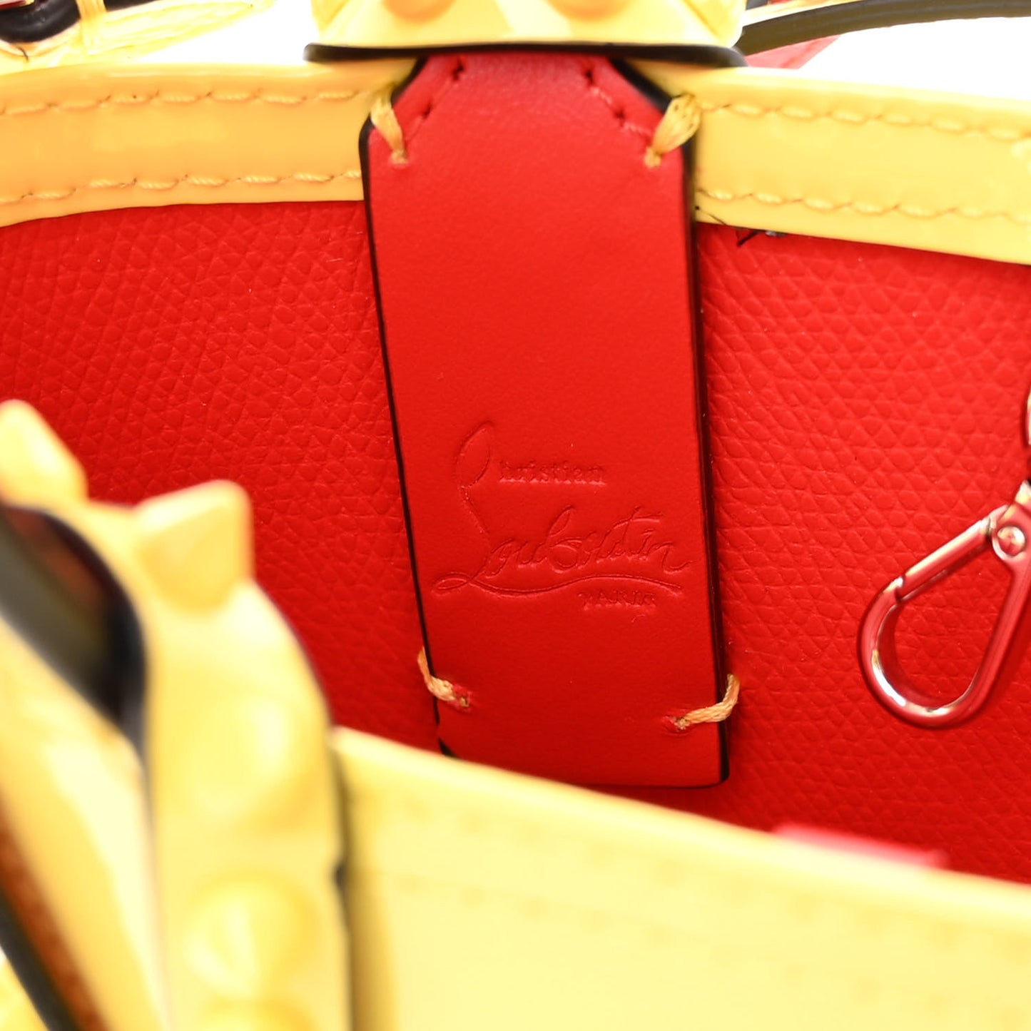 Patent Calfskin Spikes Mini East West Cabata Tote Yellow