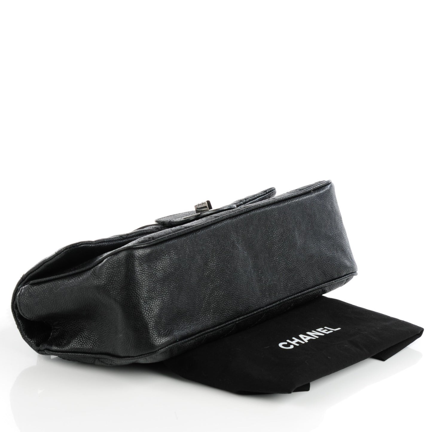 Caviar Quilted Jumbo Mademoiselle Flap Black