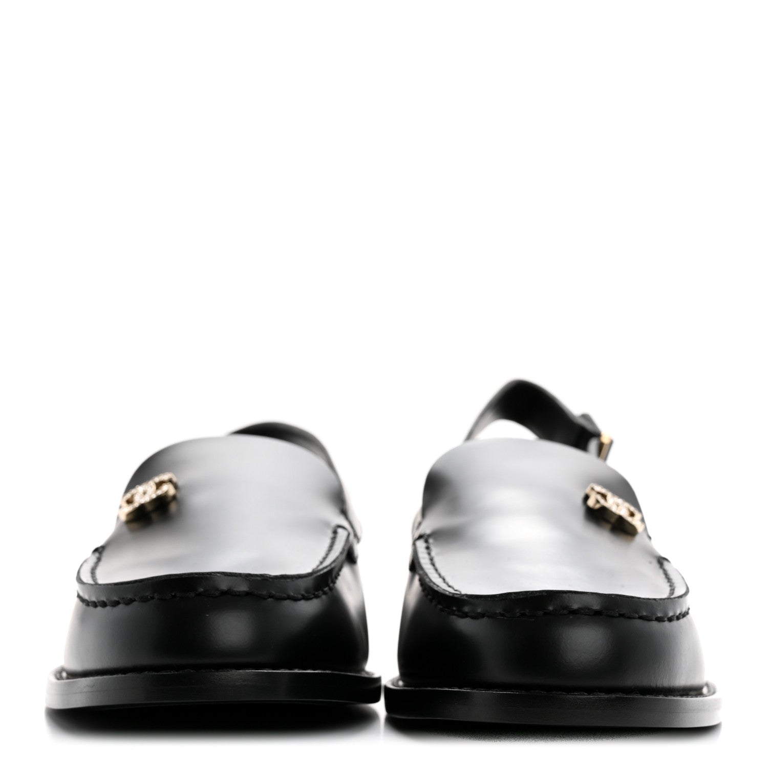 Chanel Calfskin Crystal Slingback Loafers 39 Black 3 of 10