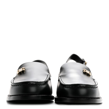 Chanel Calfskin Crystal Slingback Loafers 39 Black 3 of 10