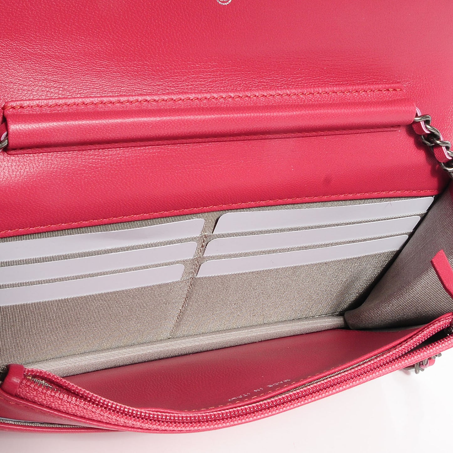 Lambskin Wallet on Chain Boy WOC Dark Pink