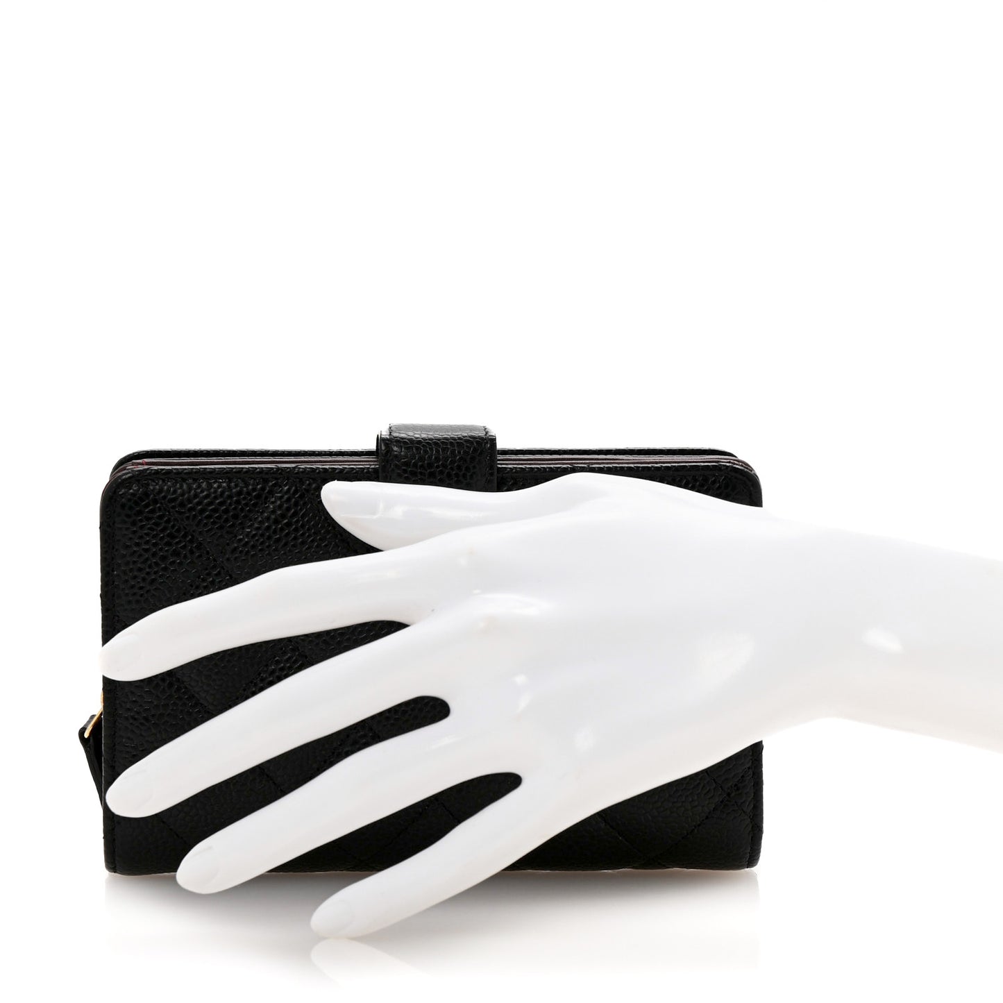 Caviar Quilted Zipped Pocket Wallet Black