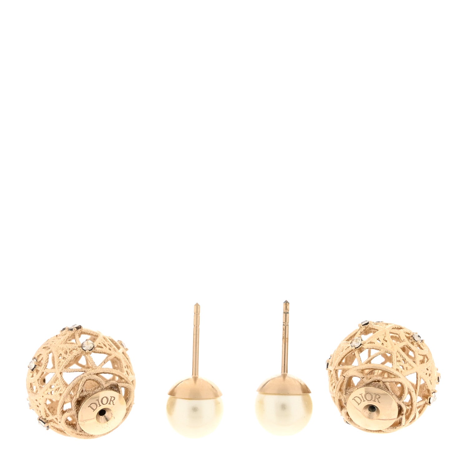 Christian Dior Crystal Cannage Mise En Dior Tribal Earrings Gold 3 of 5