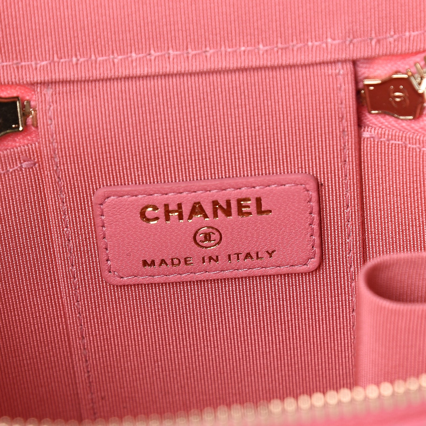 Lambskin Quilted Mini Vanity Case With Chain Pale Pink