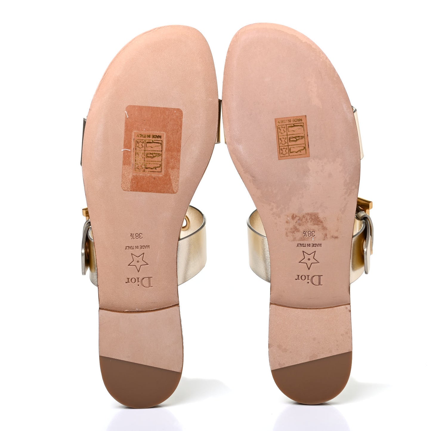 Laminated Calfskin D-Dior Sandal 38.5 Pale Gold