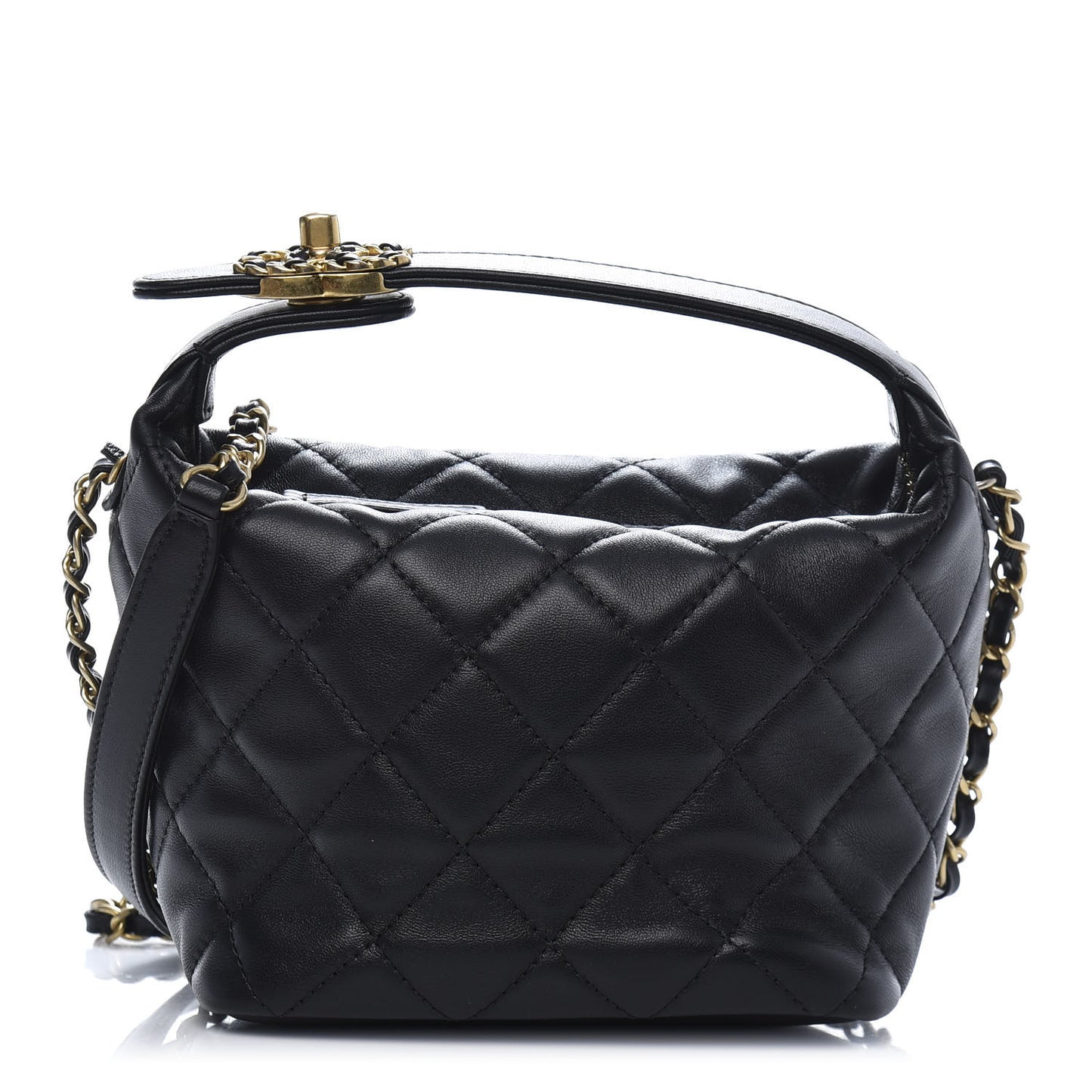 Lambskin Quilted Small Perfect Meeting Hobo Black