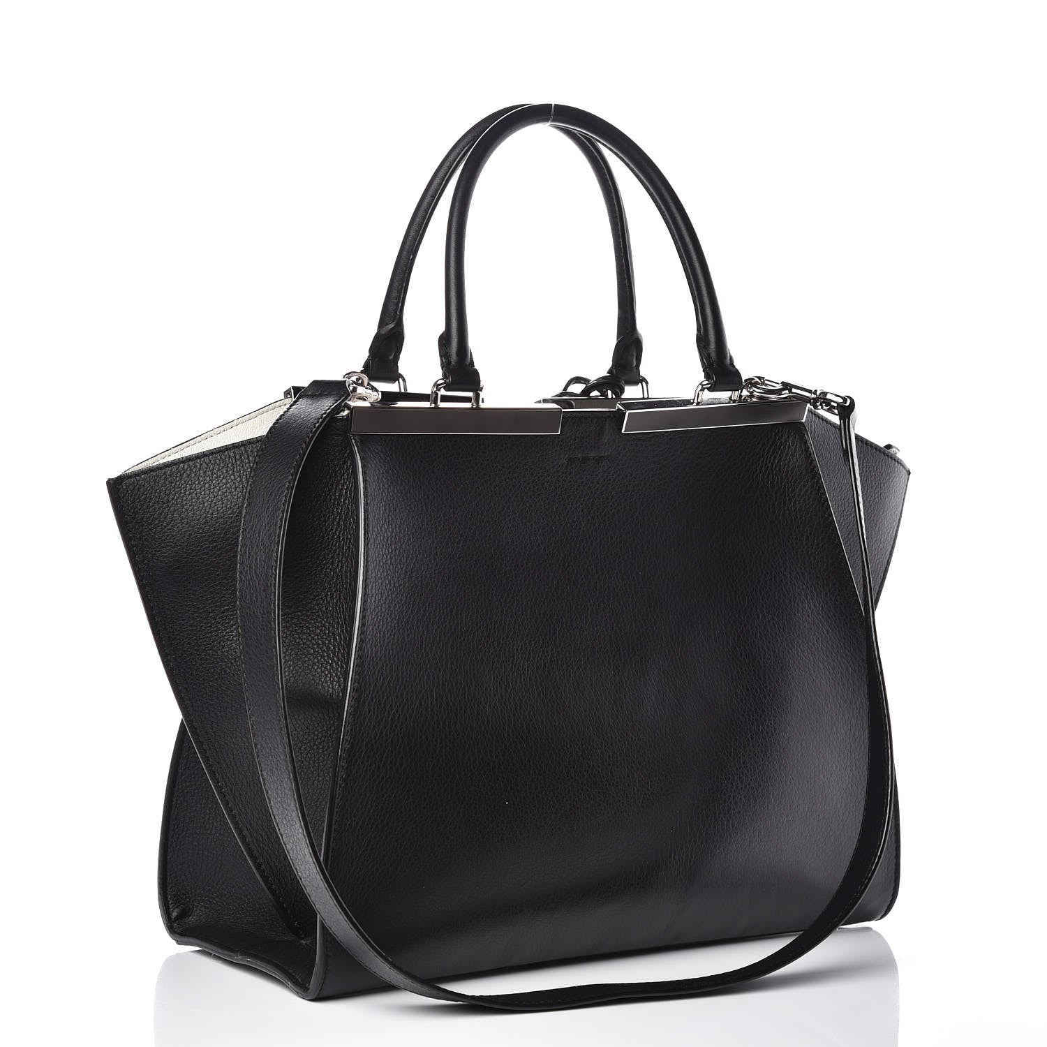Fendi Vitello Dolce Shiny Nappa Petite 3Jours Tote Black 3 of 14