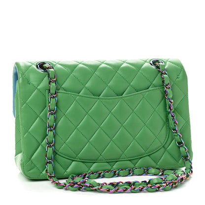 Chanel Lambskin Quilted Small Double Flap Green Blue 3 of 9
