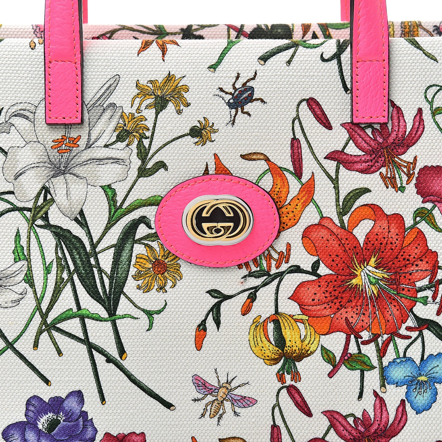 Gucci Canvas Medium Flora Tote Fuchsia 8 of 10