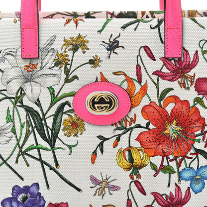 Gucci Canvas Medium Flora Tote Fuchsia 8 of 10