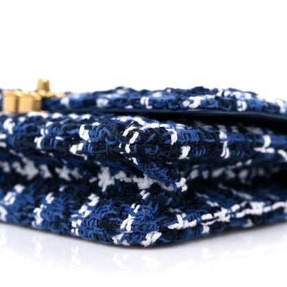 Chanel Tweed Quilted Chanel 19 Wallet On Chain WOC Blue White Navy Blue 10 of 11