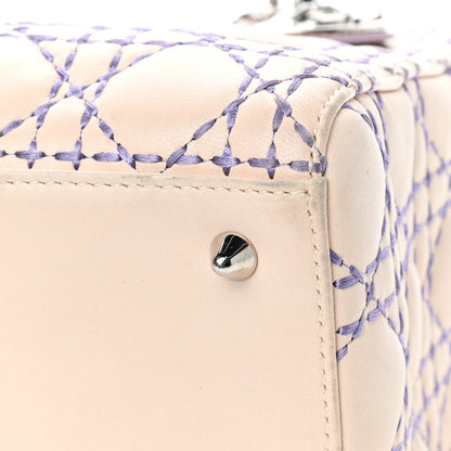 Christian Dior Lambskin Patent Stitched Cannage Medium Lady Dior Beige Purple 9 of 10
