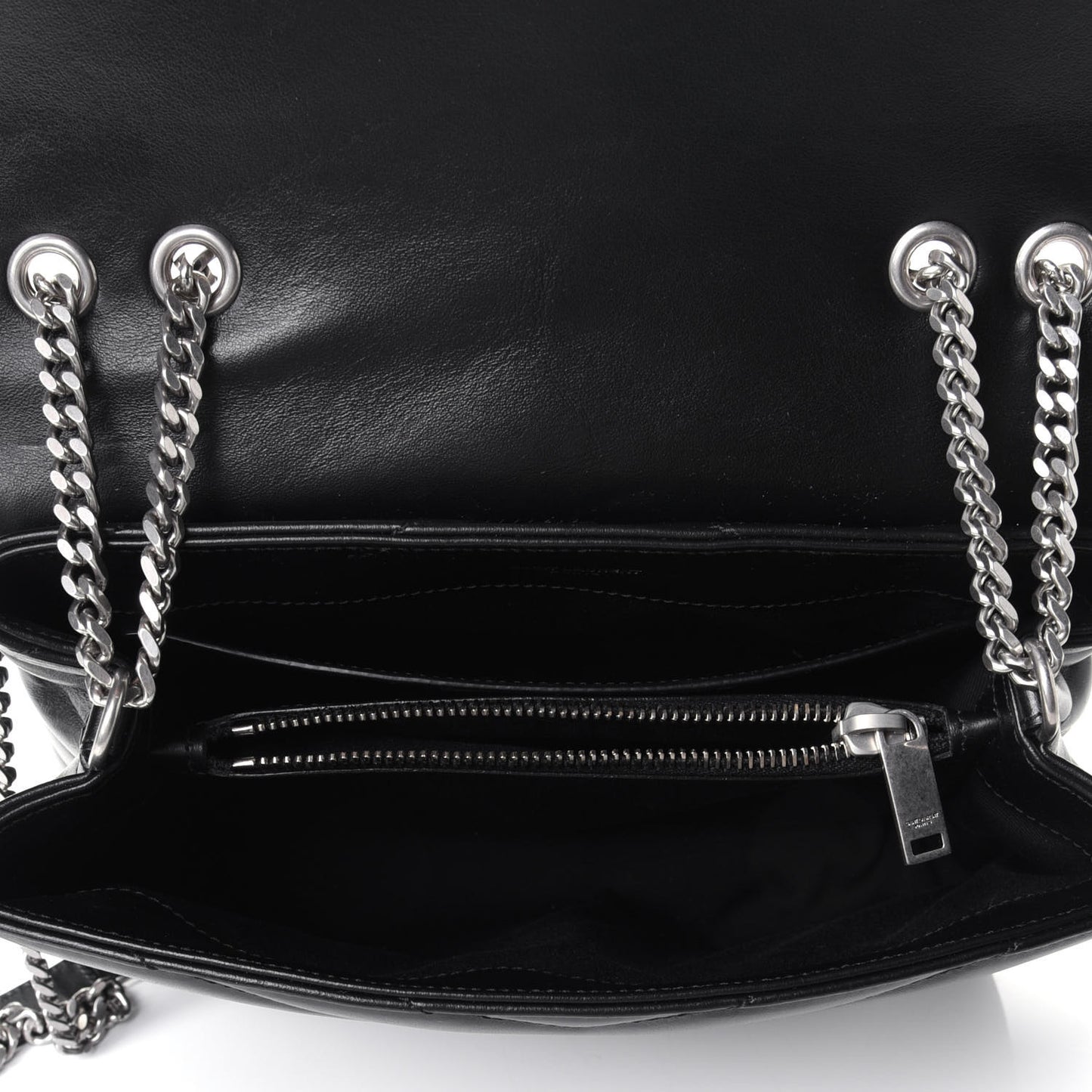 Calfskin Y Quilted Monogram Small Loulou Chain Satchel Black