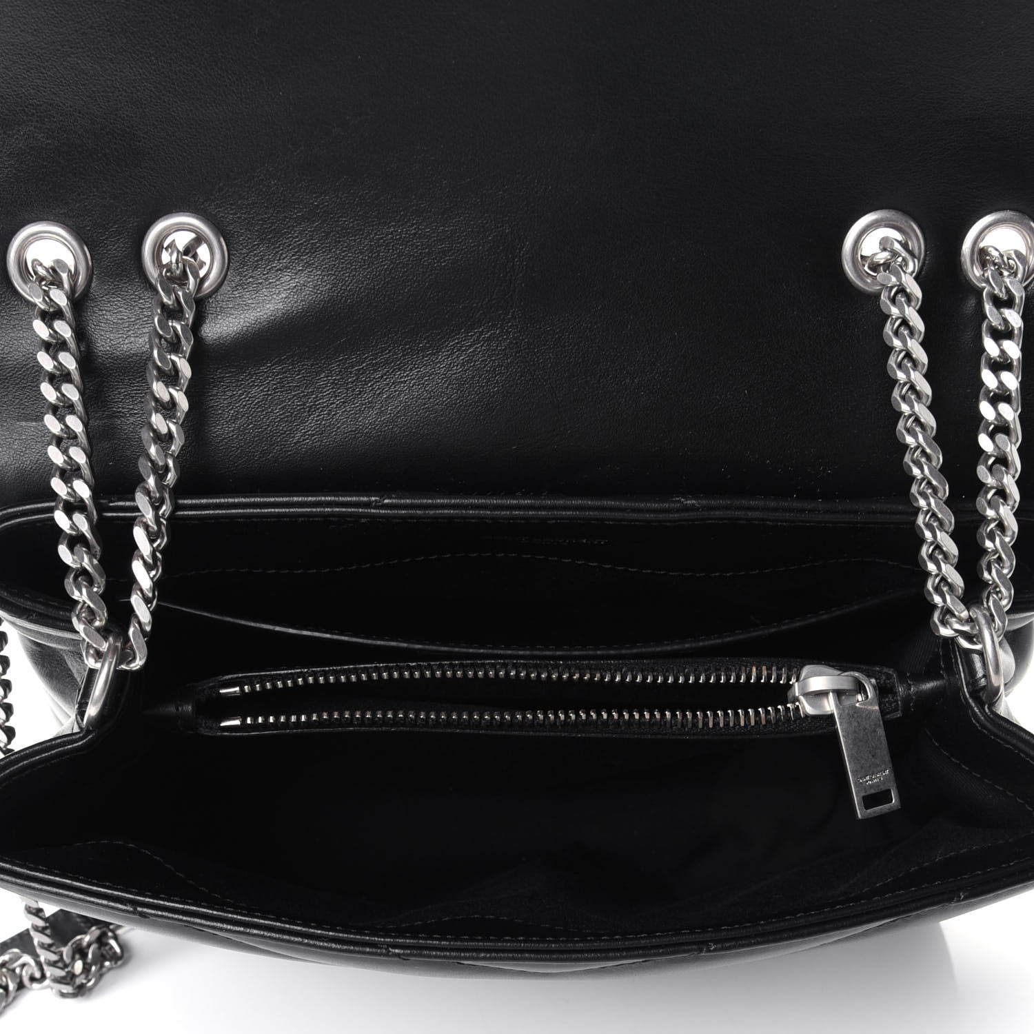 Saint Laurent Calfskin Y Quilted Monogram Small Loulou Chain Satchel Black 5 of 11