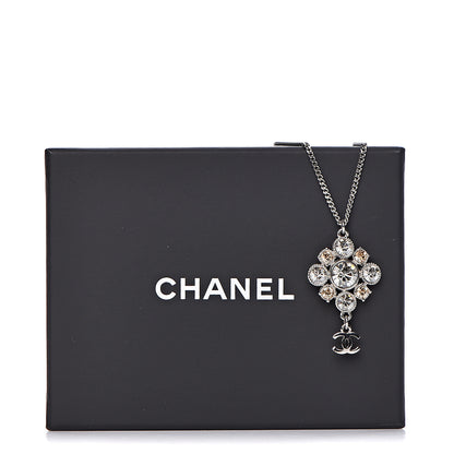 Chanel Crystal CC Drop Pendant Necklace Silver 6 of 6