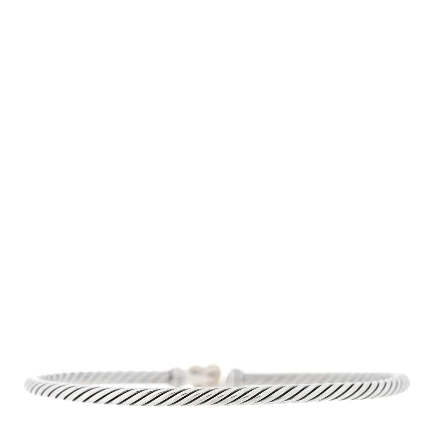 David Yurman Sterling Silver 18K Yellow Gold 3mm Cable Collectibles Heart Bracelet 2 of 4