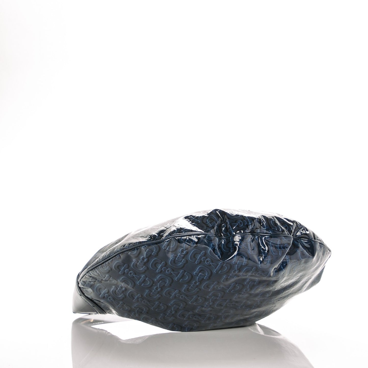 Patent Calfskin Horsebit Embossed Glam Hobo Blue
