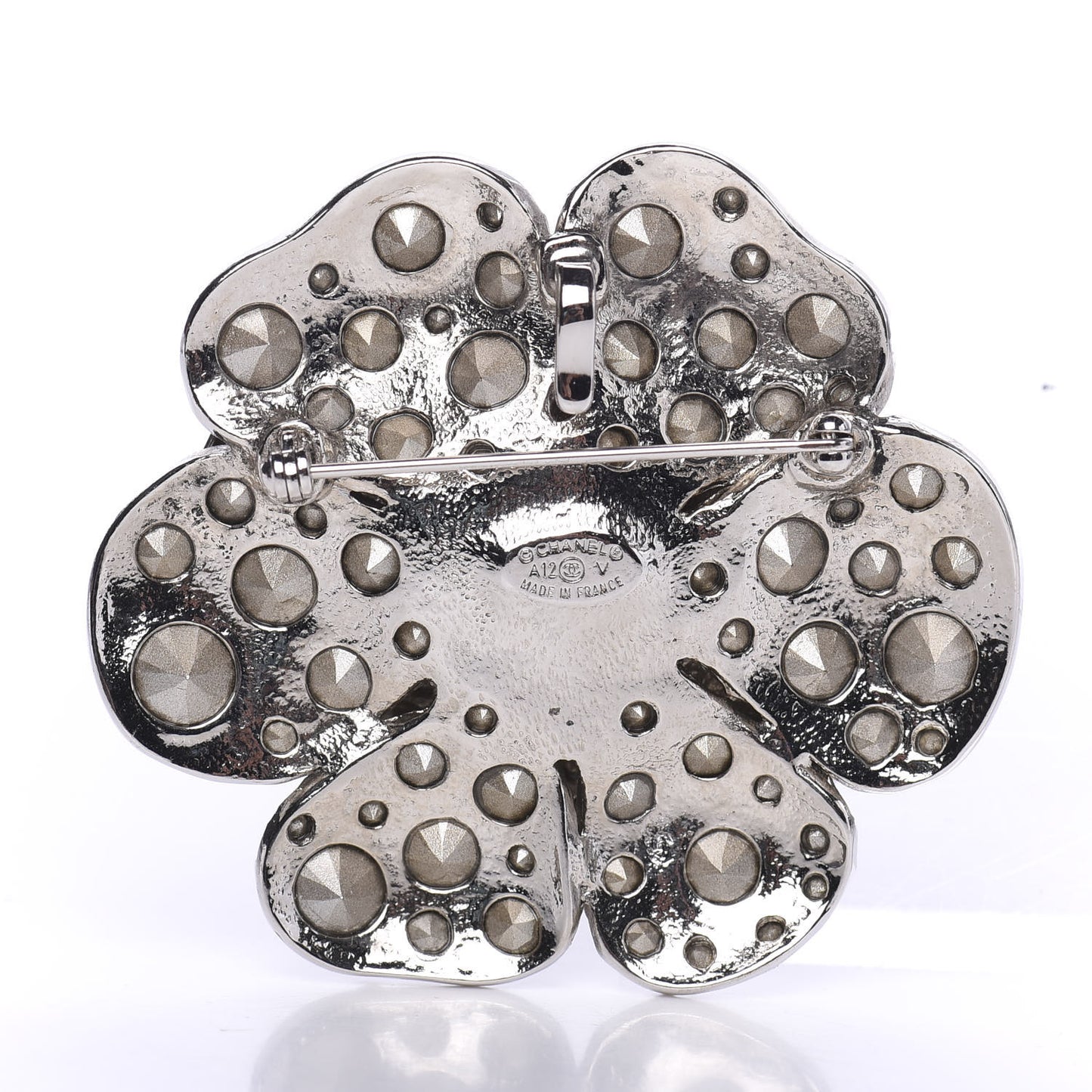 Swarovski Crystal Camellia CC Brooch Silver