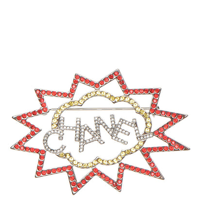Chanel Ruthenium Crystal CC Brooch Red Yellow 1 of 5