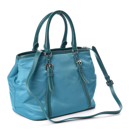 Prada Tessuto Nylon Soft Calf Tote Turchese 3 of 10