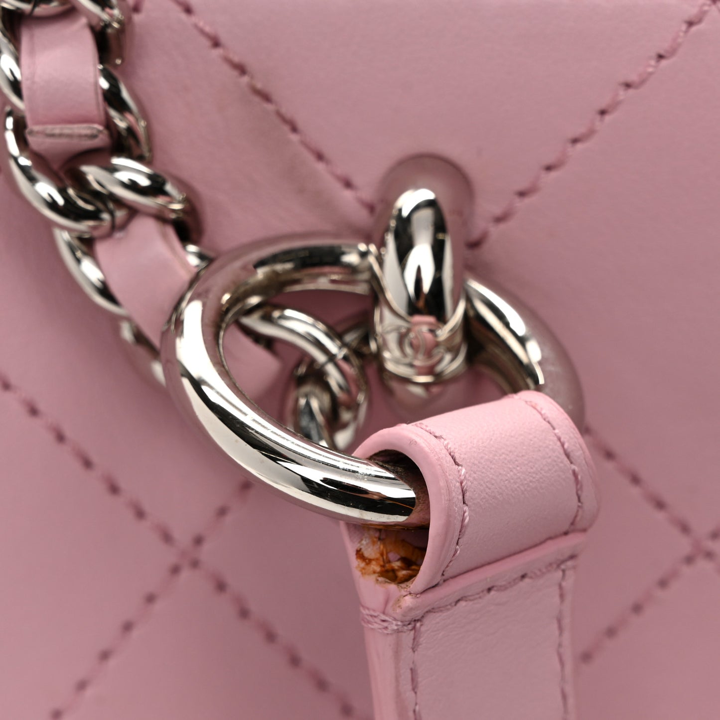 Calfskin Stitch Medium Ring My Bag Shopping Tote  Pink