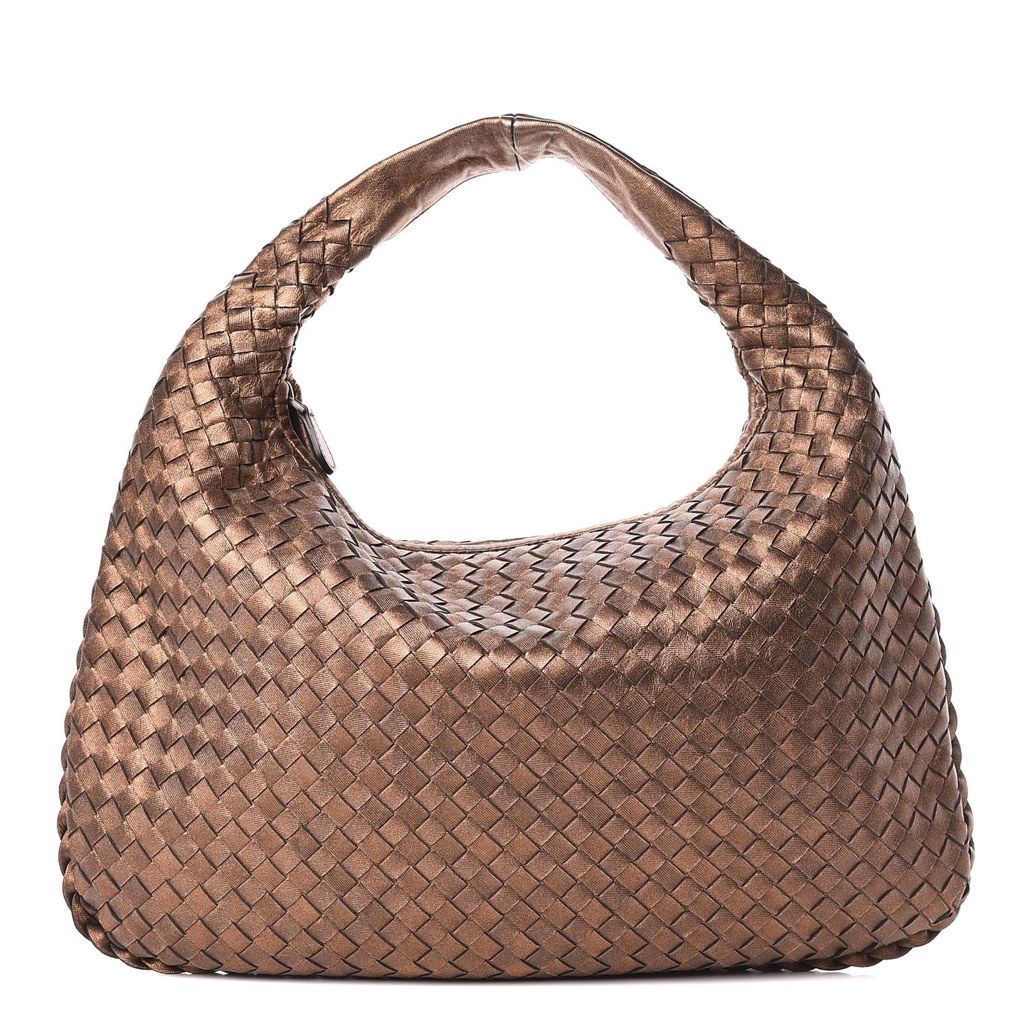 Metallic Nappa Intrecciato Medium Veneta Hobo Copper