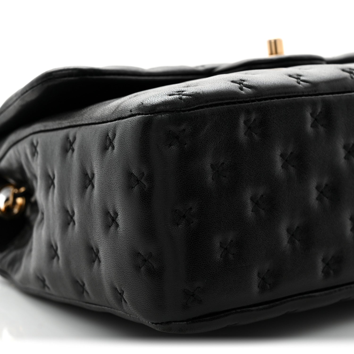 Chanel Lambskin Cross Stitch Small Coco Handle Flap Dark Black 9 of 10