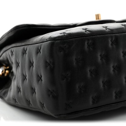 Chanel Lambskin Cross Stitch Small Coco Handle Flap Dark Black 9 of 10