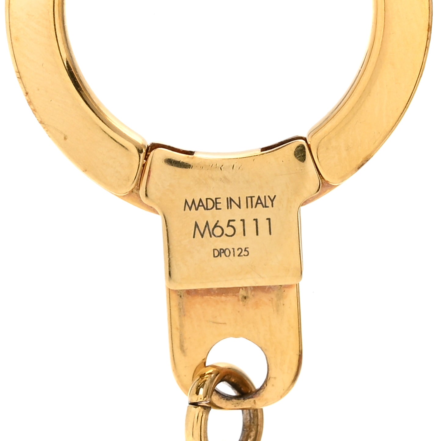 Brass Enamel Fleur De Monogram Bag Charm Chain Gold