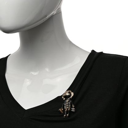 Chanel Enamel Crystal Pearl CC Lion Brooch Black White 2 of 5